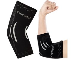 Compress Pro Large Elleboog Ondersteunings- Brace (1 Sleeve) – Compressie Arm Mouw Voor Tennis Elleboog, Golfers Elleboog, Gewichtheffen, Tendinitis & Sportblessures – Unisex Pijnverzachting