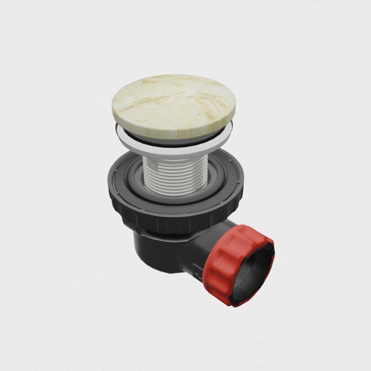 Mondiaz Click sifon - 6.7cm - ruimtebesparend - rond - Solid surface frappe