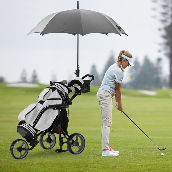 COSTWAY Golftrolley, golftrolley, golftrolley, golfwagen, inklapbaar, golfcaddy golf push cart van aluminium, golfcaddy met parapluhouder, T-stukhouder en opbergtas van Costway — afbeelding 5