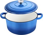 Castex Elegance Royal Gietijzeren Braadpan met Deksel 26 cm - Inductie Pan - Braadpannen Gietijzer - Blue