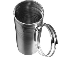 Dparts 120mm aluminium luchtafvoerslang - 1,5 meter - inclusief 2 slangklemmen - hittebestendig tot 250 °C - flexibel afzuigkap wasdroger lucht afvoer slang - flexibele ventilatieslang buis