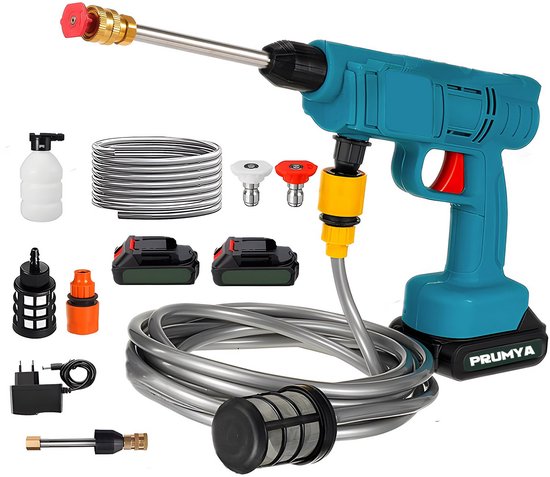 1000W Draadloze Hogedrukreiniger 30 BAR - Compatibel met Makita 18V Accu - Professionele Auto/Terras Reiniger met Oplaadset & Anti-Lek Slang - CE-Gecertificeerd en IPX5 Waterdicht (Inclusief 1x Accu + 1x Oplader)