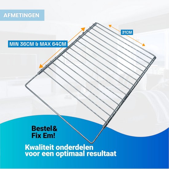 sparefixd Plank metalen rooster 466 x 385 mm voor Electrolux Oven Cooker