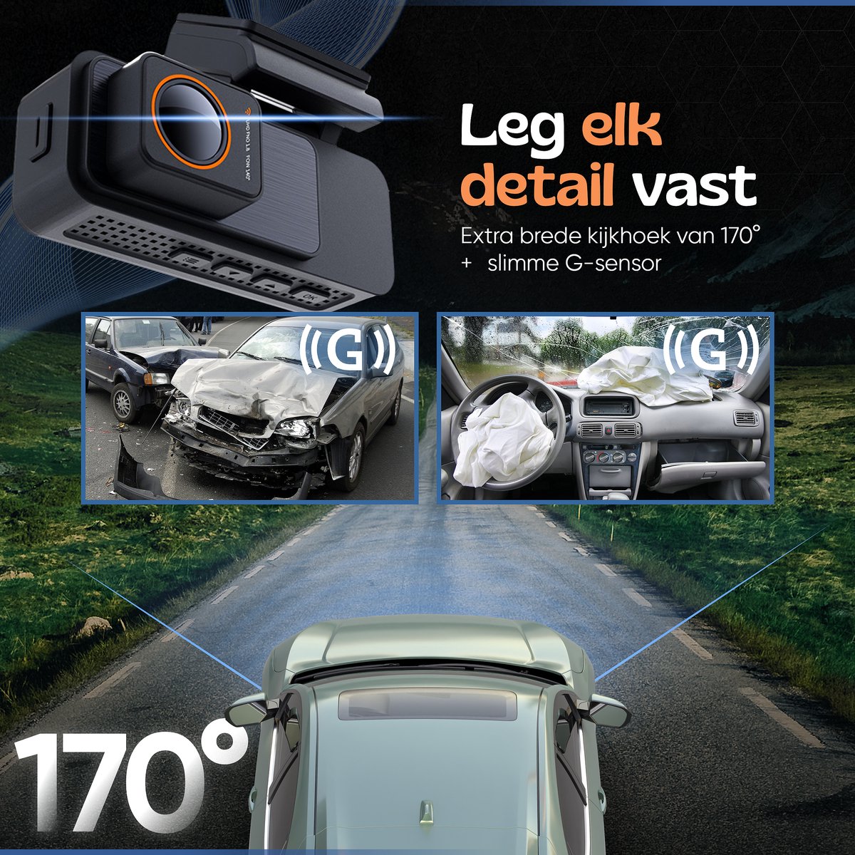 Camigoo X30 Pro - Dual Dashcam - Ultra 4K & Full HD - 2.9 Inch met APP - Inclusief 64GB Micro SD Kaart U3 thumbnail 4