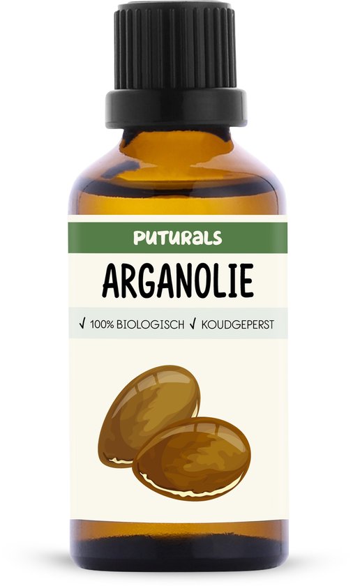 Puturals Arganolie 100% Biologisch - 50ml - Koudgeperst en Puur - Argan Haarolie voor Haar, Haargroei, Huid en Gezicht