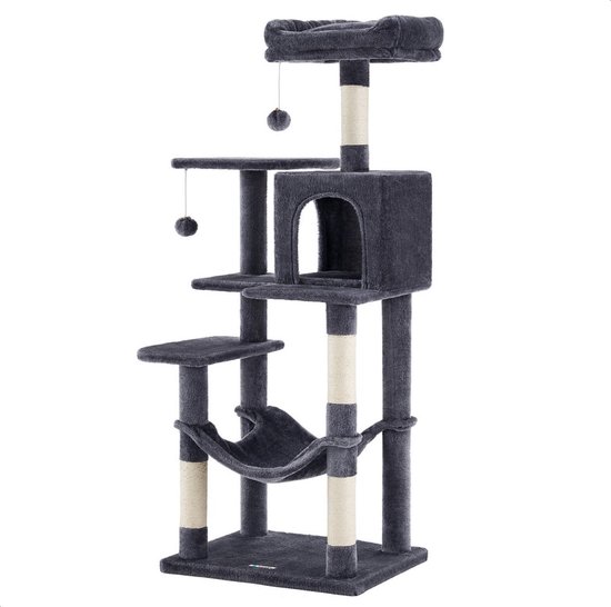 ACAZA Krabpaal - Krabpaal voor Grote Katten - Krabpaal voor Katten - 143 cm - Donkergrijs - Kattenkrabpaal - Kattenboom - Krabpalen - Kattenhuis