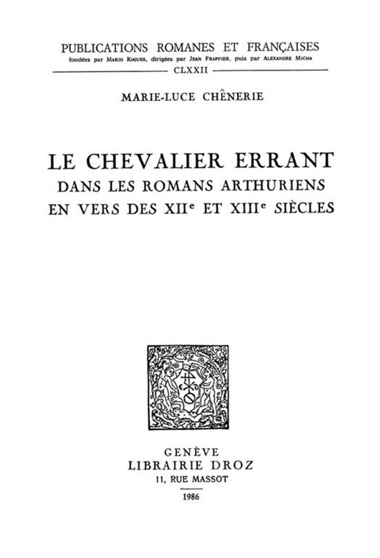 Publications Romanes et Françaises - Le chevalier errant da ... - cover
