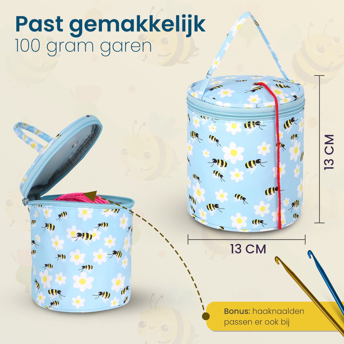 Candala Kleine tas voor garen, breitassen, organizer voor het