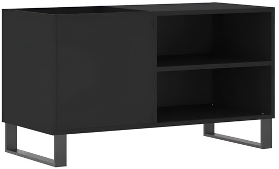 Meuble vinyle Zwart moderne pour tourne-disque - Meuble pour tourne-disque - Meuble IP - Meuble pour disques vinyles - 85,09 cm x 38,0 cm x 48,01 cm