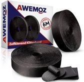 AWEMOZ Klittenband Zelfklevend - 2x6 Meter Lang - Velcro Zwart - Extra Sterk