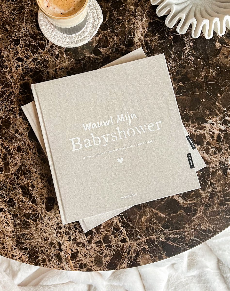 PINKPEACH - Babyshower Invulboek - Linnen - Zand