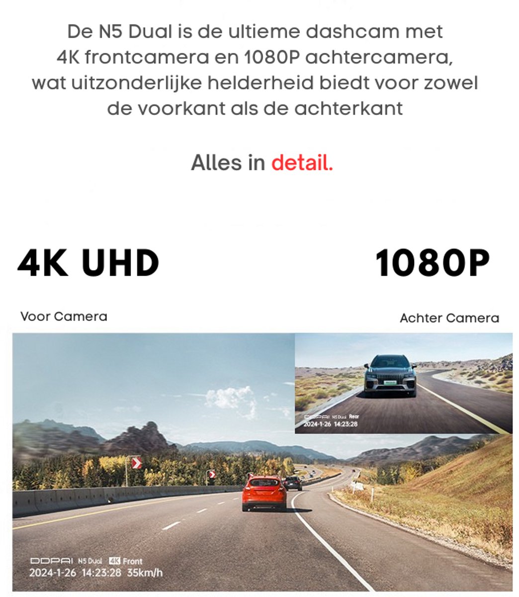 Dashcam Auto met Voor en Achter Camera - 4K HD Beeld - GPS - DDPAI – foto 4