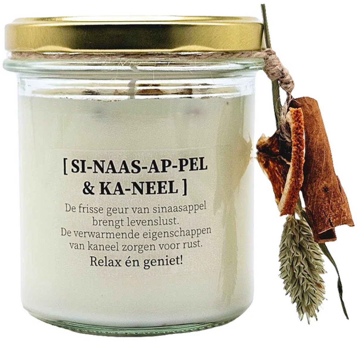 Candlelight-on Geurkaars met droogbloemen - sinaasappel en kaneel Sinaasappel & kaneel