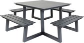 MaximaVida vierkante aluminium picknicktafel Dex 215 cm antraciet - lage instap