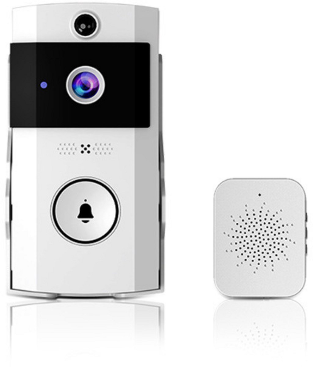 Draadloze Video Deurbel - Doorbell met Chime - met Camera en Nachtzicht – 720x1280p - Spraakfunctie – Tweeweg Communicatie – Altijd en Overal Inzicht in Bezoekers – Cloudopslag voor Foto’s - Wit - Draadloze - €45,95
