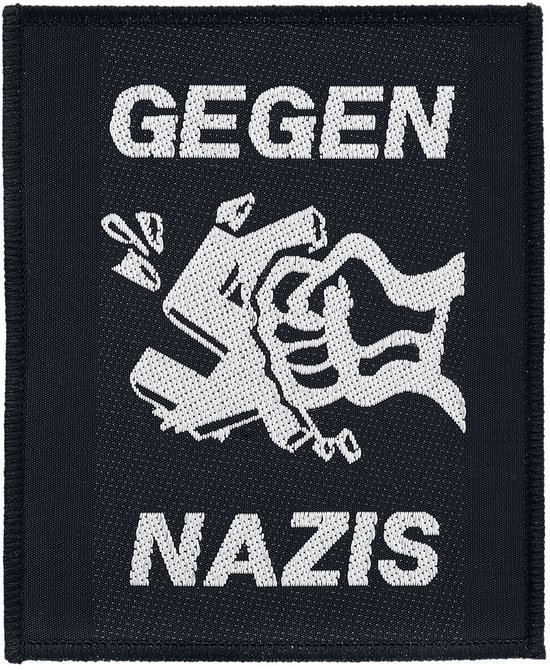 Gegen Nazis Patch zwart-wit Polyester -