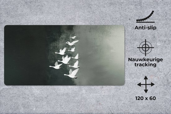 Tapis de souris XXL - Sous-main - Sous-main - Vogel - Japandi - Vert - 120x60 cm - Tapis de souris XXL