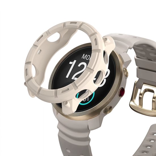 Strap-it Schokabsorberend robuust TPU hoesje - bescherm case geschikt voor de Polar Vantage M3 (beige)