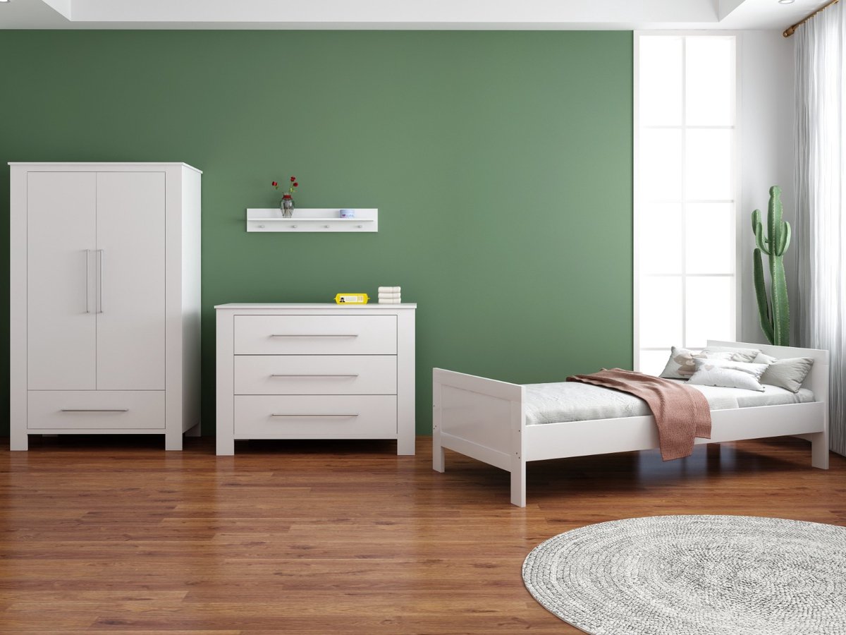 Born Lucky ® Tienerkamer Noel Wit 3 Delig met Noel Commode Wit en Noel Kledingkast Wit