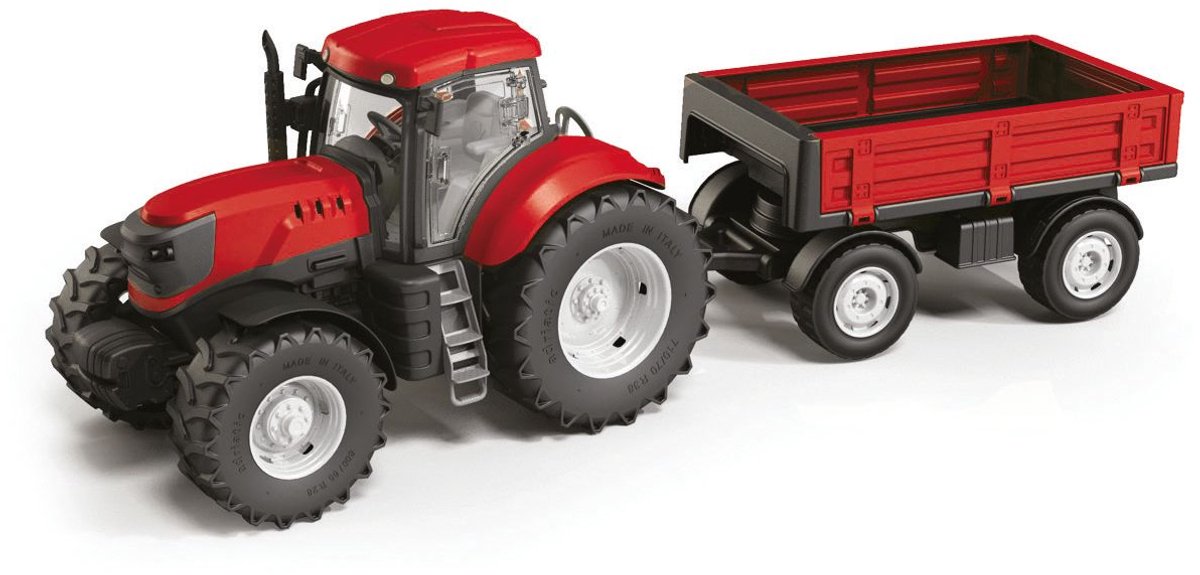 Rode Tractor Met Trailer ,60Cm.