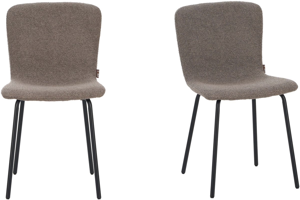 Luca Eetkamerstoel - Bruin Stof - Set van 2 - Comfortabele bekleding en stevige metalen poten