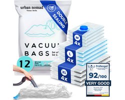 Urban Nomad Vacuümzakken Vacuüm Sealer Zakjes Opbergzakken Set van 12 in 3 maten - Luchtdicht voor Kleding - Ruimtebesparend Herbruikbaar Ritssluiting 100% dicht & sterk | Reiszakken Kledingzakken Opbergzak XL