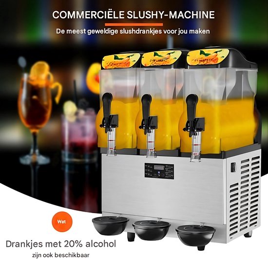 Slushy Machine - slush puppy maker- Ijsmachine- 1100W - RVS Smoothiemaker - Frozen Drink Maker 36L van Orange Donkey — afbeelding 4