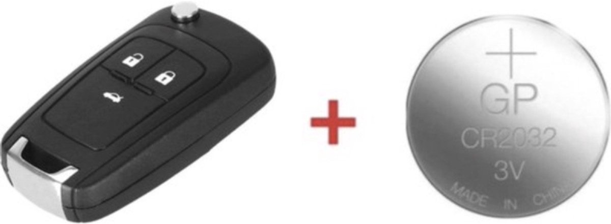 Opel Sleutel - 3 Knops Autosleutel + Batterij - Opel Astra Corsa Zafira Insignia Adam Cascada - Zwart