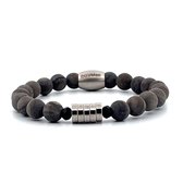 IbizaMen KIDS - jongens armband - grijs edelsteen - rvs - 6mm- 15cm