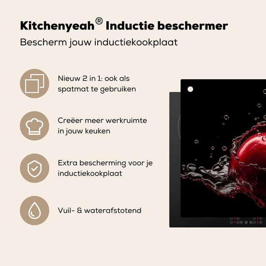 KitchenYeah® Protection plaque induction 75x50 cm - Cerises - Fruits - Eau - Protege plaque de cuisson - Couvre plaque induction - Protecteur d'induction - Cuisine