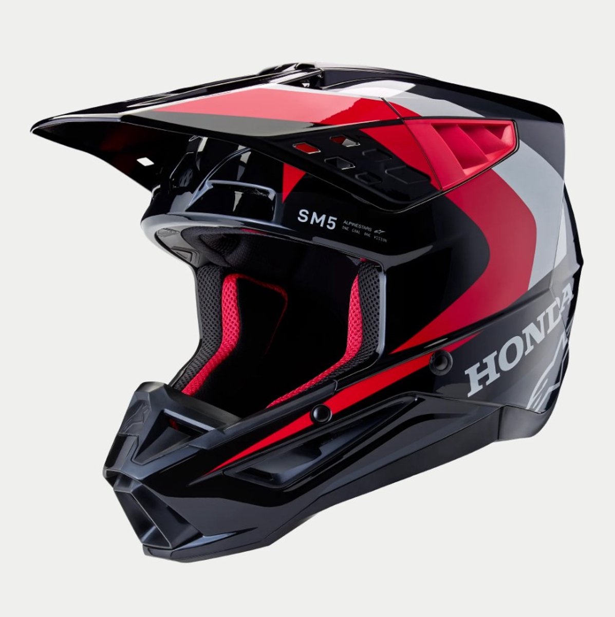 Alpinestars Honda S-M5 Helm Ece 22.06 Zwart Rood Glanzend - Helm