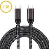 Câble USB C vers USB C Elcostar - Chargeur rapide 100 W - USB C 3.2 Gen 2 - 20 Gbit/s - Câble de charge - 1 mètre - Compatible avec Ordinateurs portables, MacBook, iPhone 15 et plus - Câble USB C - Nylon - Zwart