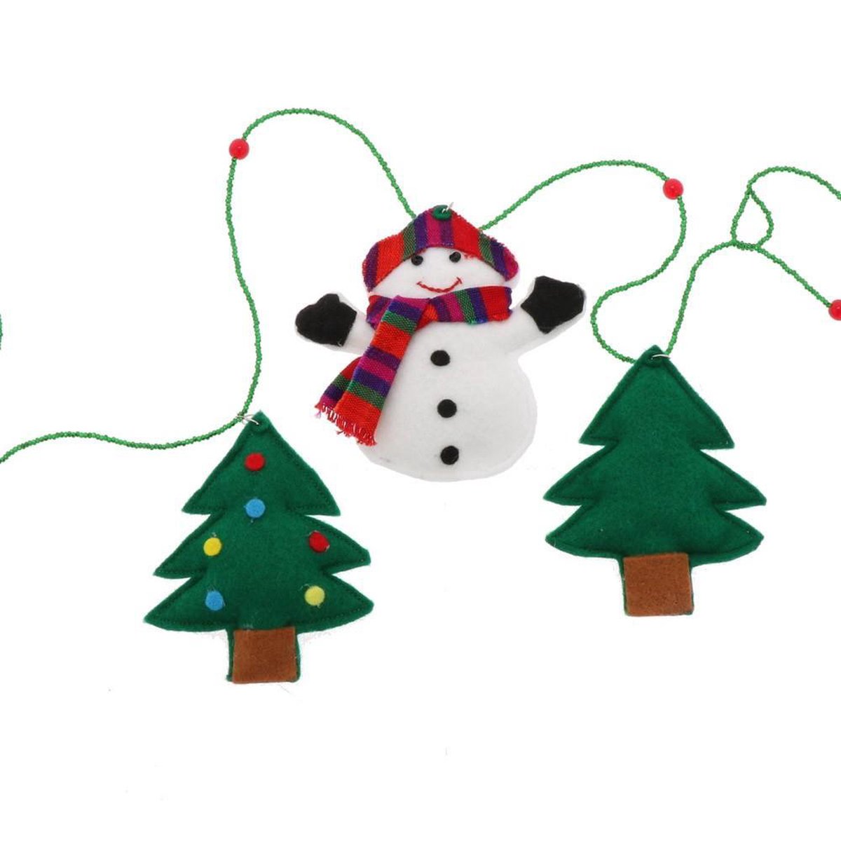 Kerstslinger van Vilt - Sneeuwmannen en Kerstbomen - 130 cm