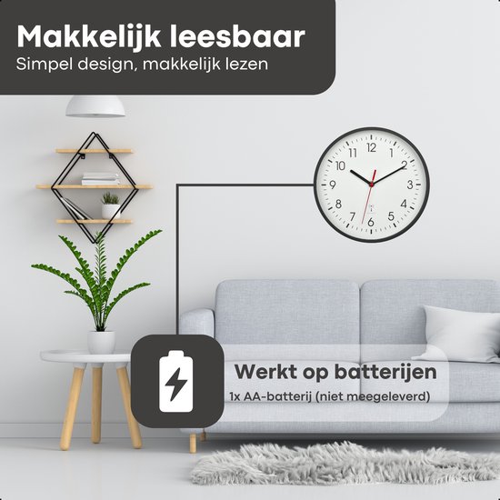 Eurotime Radiogestuurde wandklok, 35 cm, station-design, geruisloos, geen tikken, mat zwart metalen frame, automatische tijd- en tijdverandering, voor woonkamer of kantoor