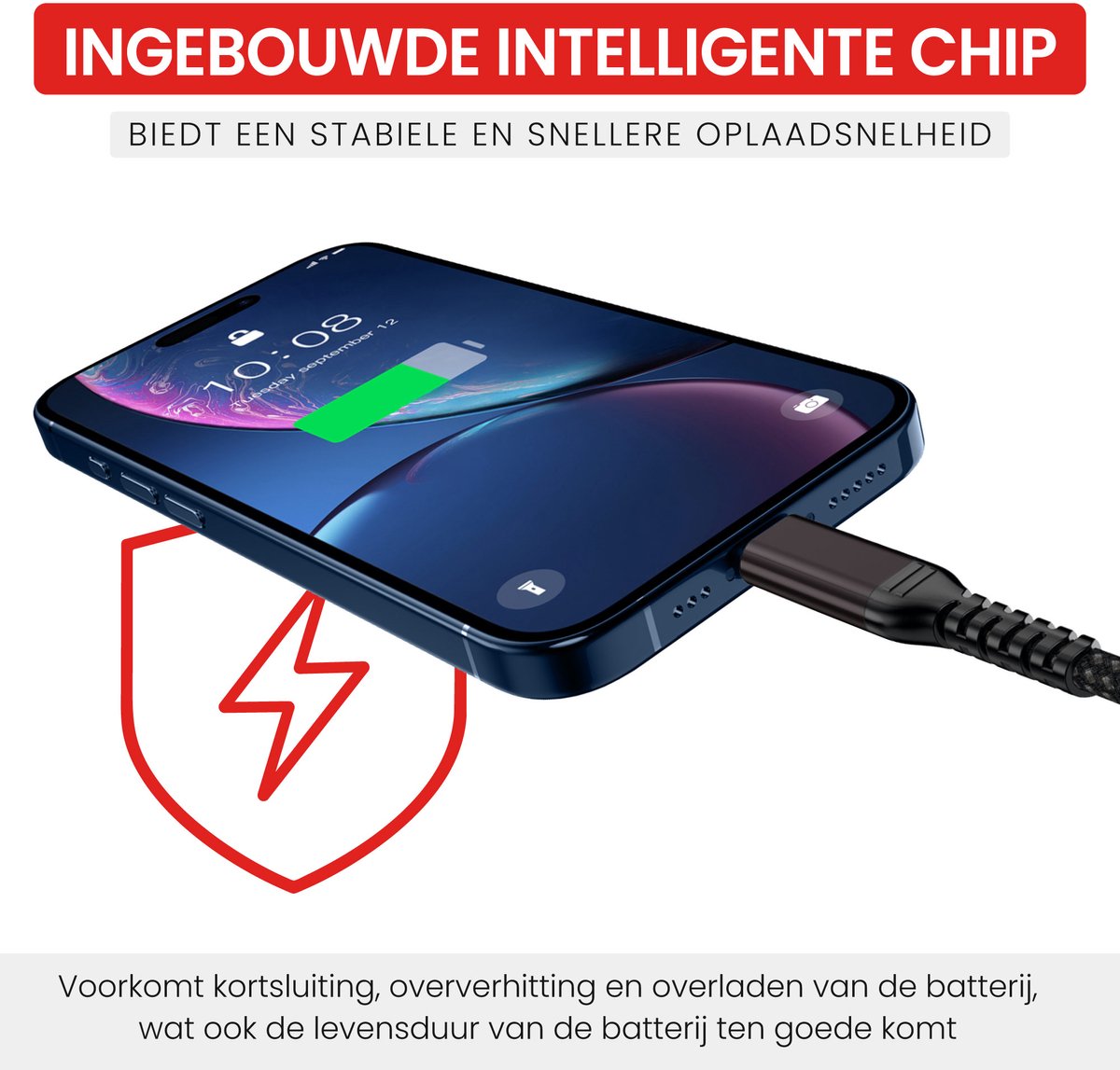USB-C naar USB-C kabel 2m, 100W snelladen, 20Gbps data, nylon gevlochten, voor MacBook, iPhone 15, Samsung Galaxy - Afbeelding 5