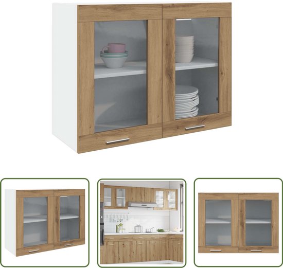 Bovenkast Lyon 80x31x60 cm bewerkt hout artisanaal eikenkleurig kopen