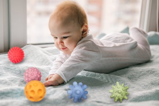 Tullo Sensorische ballen zonder gat- pastel - Set van 5- 0m+ 0+ maanden 0m+ van Tullo — afbeelding 4