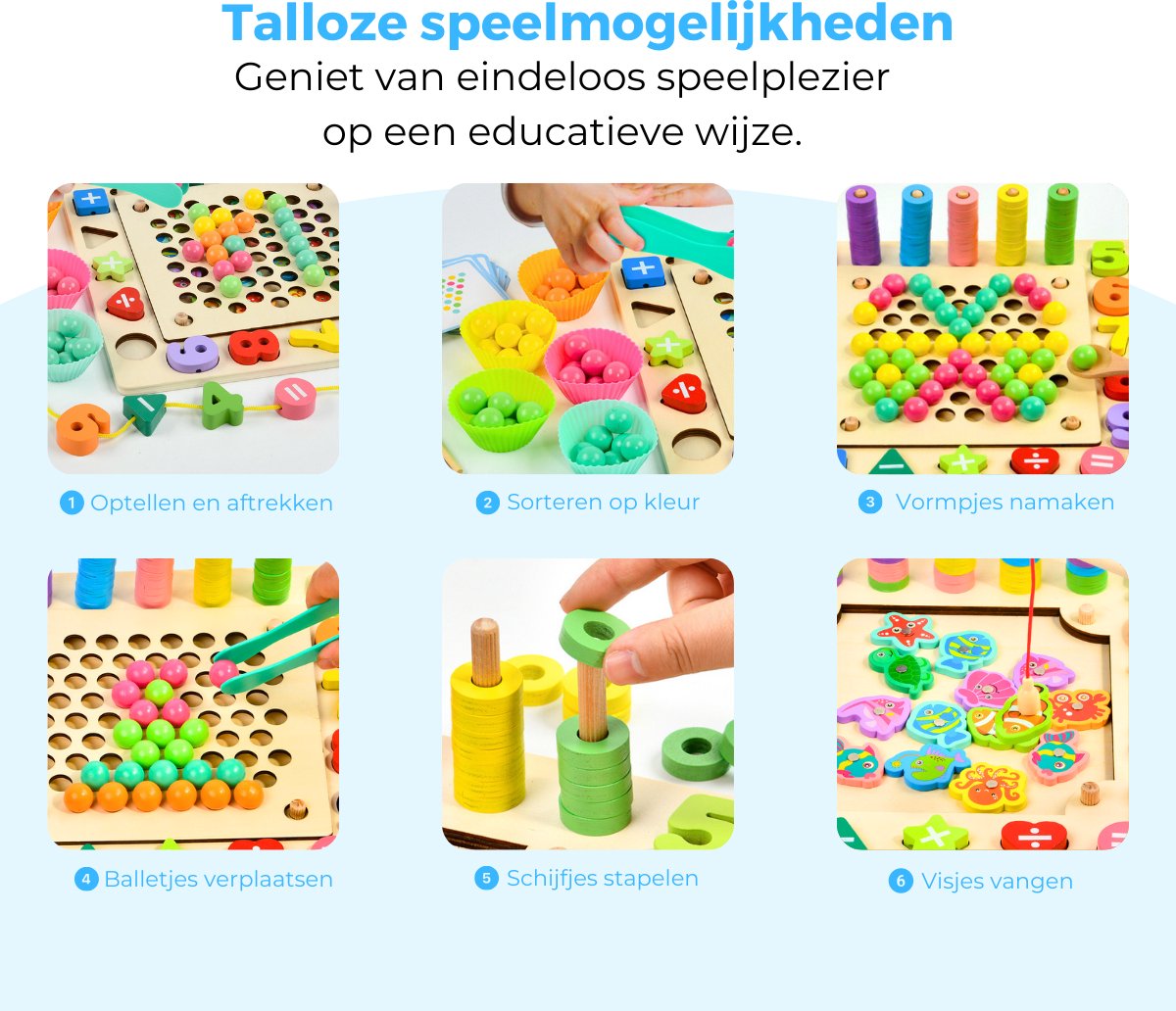 Mauzek® Montessori Bord – 178-delig – Activiteitenbord – Visspel – Sorteerspel – Cijfers – Houten Speelgoed – Activity Board – Magneet Spel – Sensorisch Speelgoed – Peuter Speelgoed – Jongens – Meisjes – 3 jaar – 4 jaar – 5 jaar – 6 jaar — afbeelding 5