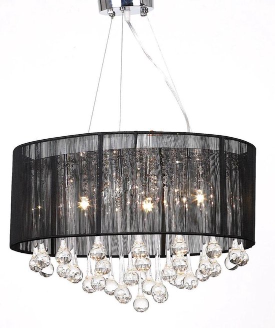 vidaXL Lustre Métal Noir Style Art Nouveau Perles Crystal 3