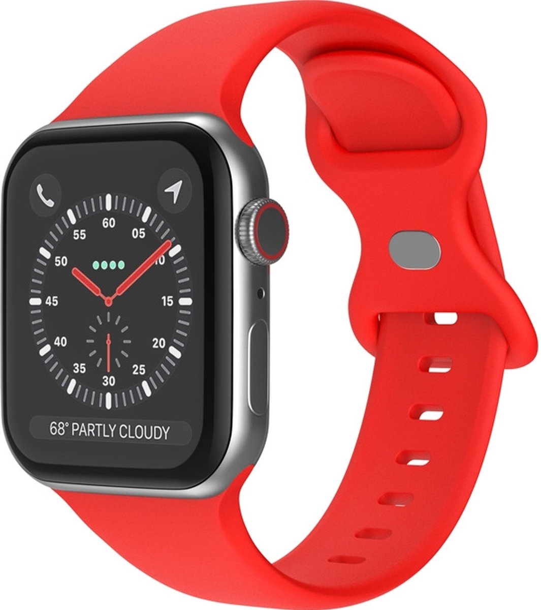 Mobigear Siliconen Watch bandje geschikt voor Apple Watch Bandje Druksluiting | Mobigear Sport Dual - 42/41/40/38 mm - Rood