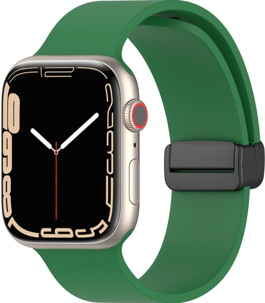 Mobigear Siliconen Watch bandje geschikt voor Apple Watch Bandje Magneetsluiting | Mobigear Sport Mag - 42/41/40/38 mm - Groen
