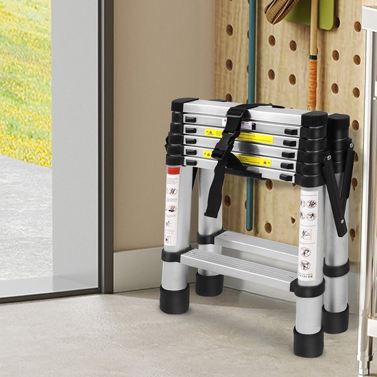 Fiqops Telescopische ladder, A-frame, aluminium vouwladder met Fiqops Telescopische ladder, A-frame, aluminium vouwladder met