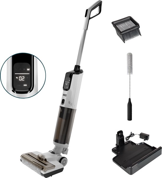 Princess 337010 AquaMotion Plus Vloerreiniger 4in1 - Draadloos - BLDC Motor - 25,9 V - Stofzuigt, wast en droogt tegelijkertijd - elektrische dweil - Reinigingsmachine - Floor washer - 40 min accuduur