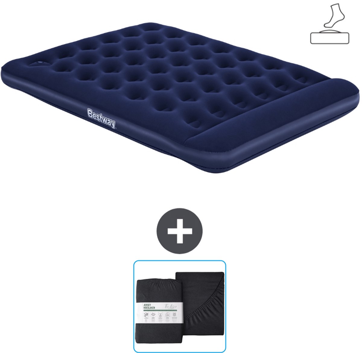 Bestway luchtbed - 2-Persoons - 152 x 203 x 28 cm - Blauw - Inclusief pomp en Hoeslaken