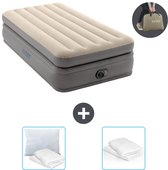 Matelas gonflable Intex - 1 personne - 99 x 191 x 51 cm - Grijs - Pompe incluse - Oreiller et protège-oreiller