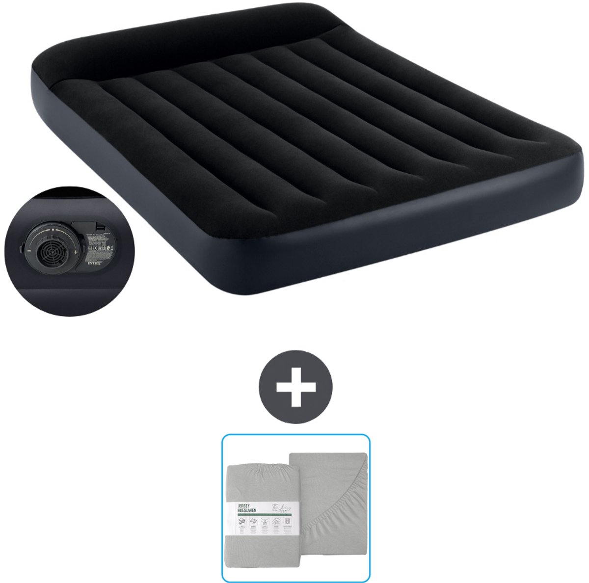 Intex Luchtbed - Twijfelaar - 137 x 191 x 25 cm - Blauw - Inclusief pomp en Hoeslaken