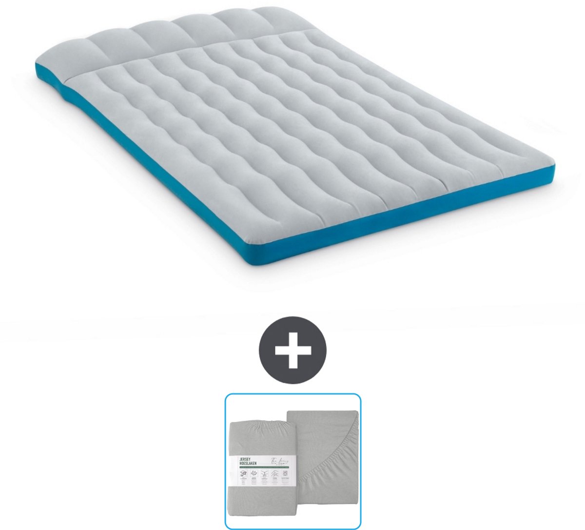 Intex Campingmat - 2-Persoons - 127 x 193 x 24 cm - Blauw - Inclusief en Hoeslaken