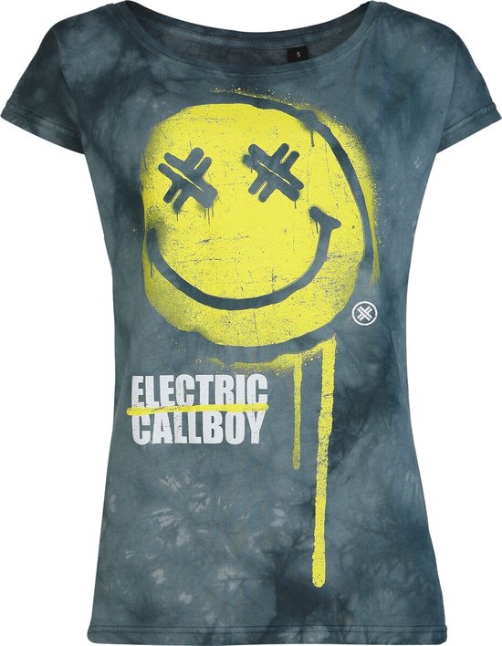 T-shirt Electric Callboy Spray Smile gris M en Katoen pour femme - Produits dérivés de groupes, groupes