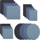 20 Stuks OPSTRIJKBARE JEANS REPARATIEDOEKEN, 5 Maten, 5 Verschillende Kleuren in Elke Maat