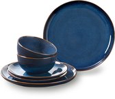 Set de table Royal Belinda - Service de table - 12 pièces - Céramique - 4 personnes - Service d'assiettes - Assiettes à petit-déjeuner - Assiettes plates - Set de Bols - Blauw